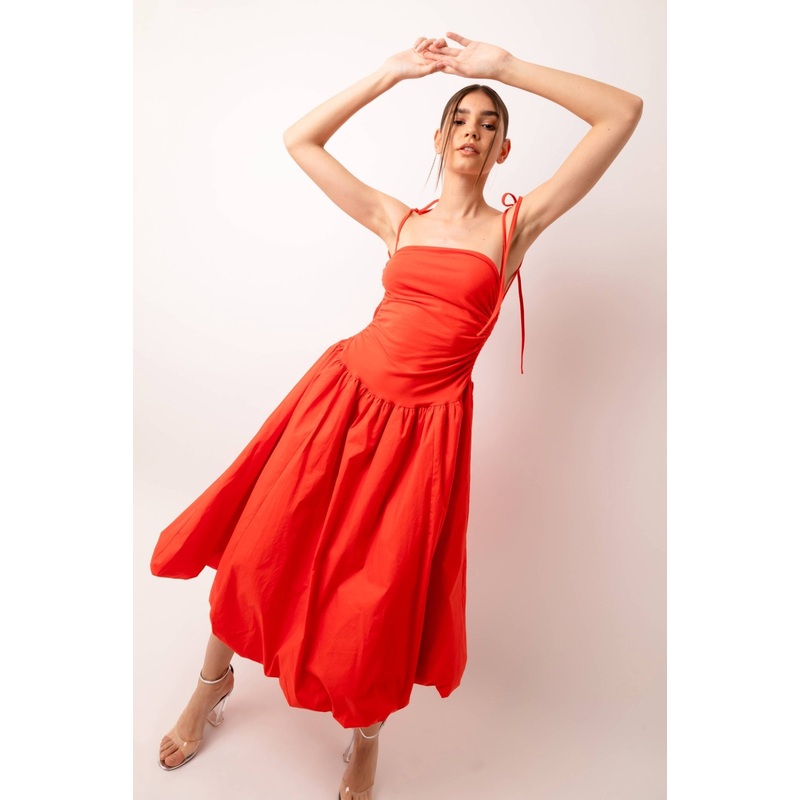 ALEXA ORANGE PUFFBALL DRESS|Orange|M|S|L