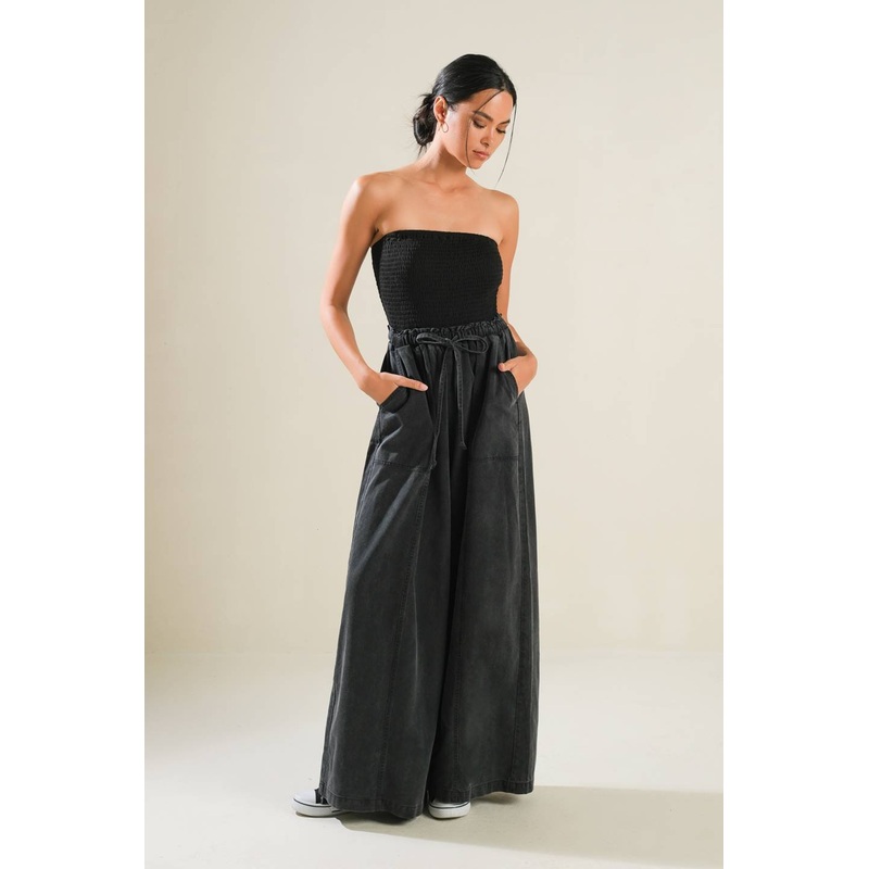 BLACK TEA WITH YOU MIX MEDIA JUMPSUIT