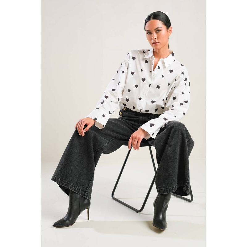 BUY MYSELF WOVEN TOP|WHITE/BLACK|S|M|L