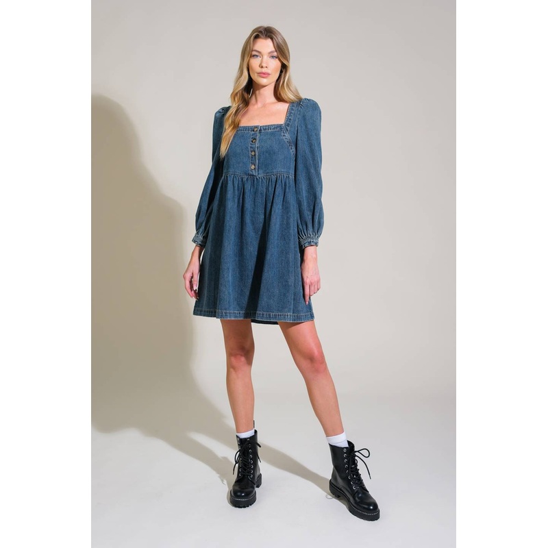 EXOTIC ESCAPE DENIM MINI DRESS