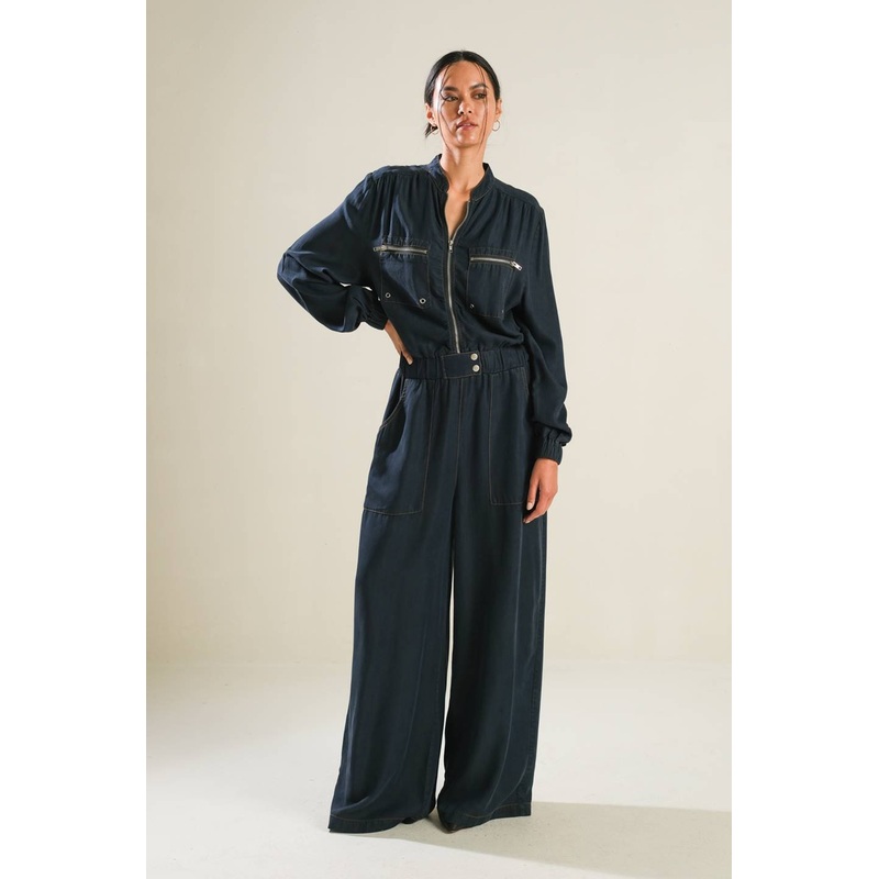 HORIZON HAVEN WOVEN JUMPSUIT|NAVY|S|M|L
