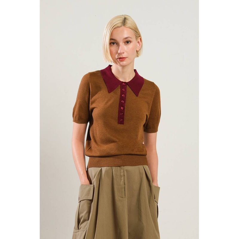 LOOK UP TO YOU SWEATER TOP|BROWN/BURGUNDY|BLACK/WHITE|S|M|L