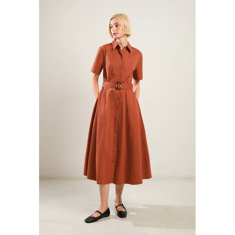 LUXE LIVING WOVEN MIDI DRESS|BRICK|HUNTER GREEN|S|M|L