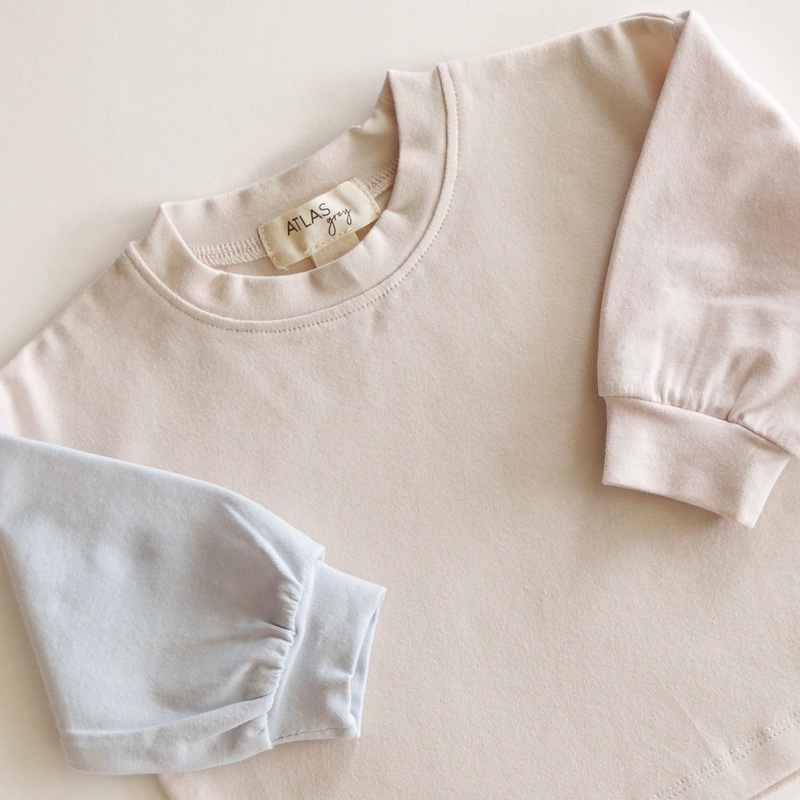 Organic Colorblock Longsleeve|Glacier / Oatmeal / Grey Lilac|0-3M|3-6M|6-9M|9-12M|12-18M|18-24M|2-3T|3-4T|4-5T|5-6T