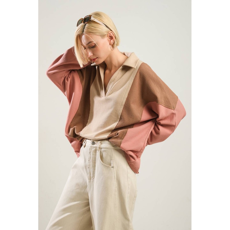 TIME SPENT TOGETHER  KNIT TOP|TAUPE MULTI|S|M|L