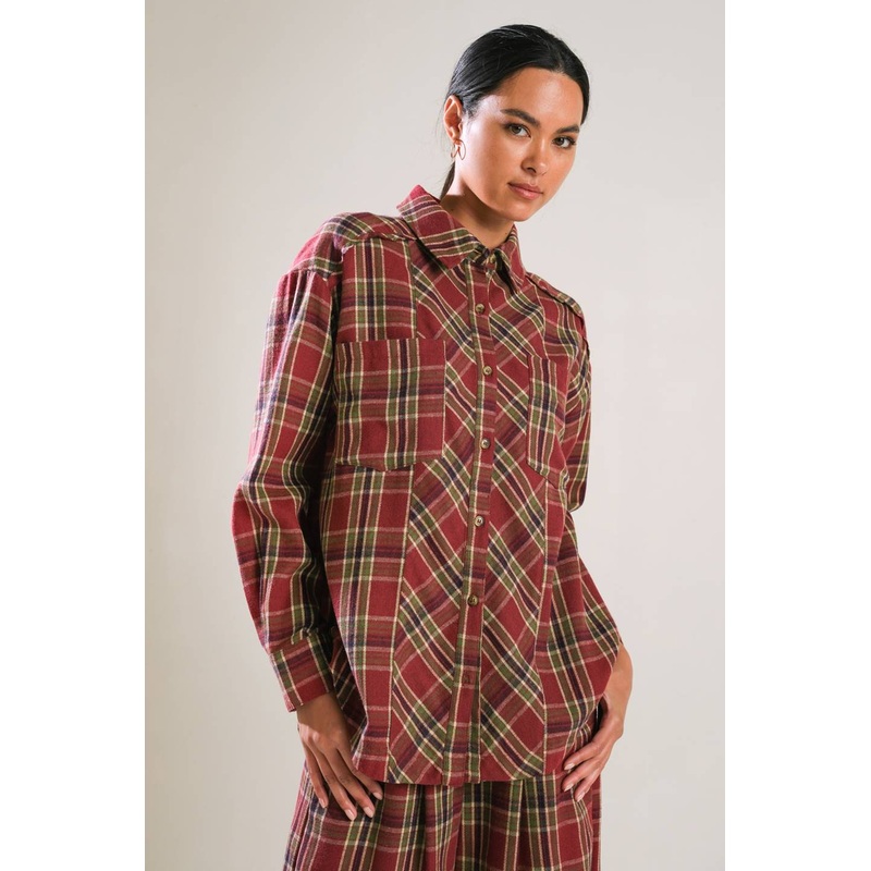 TIMELESS CHARM WOVEN TOP|BURGUNDY|S|M|L