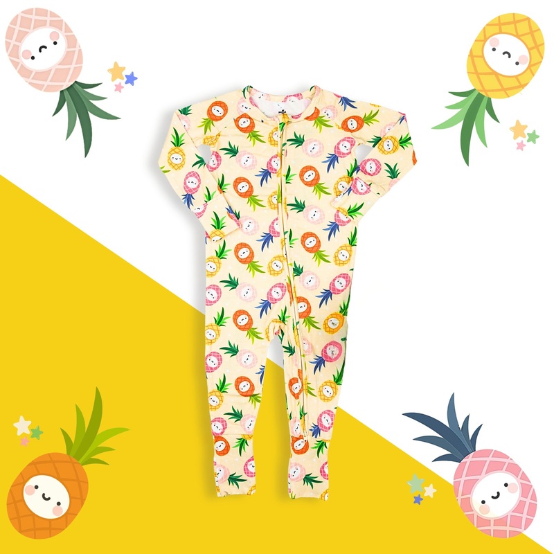 ZIP ROMPER – Kawaii Pineapple|0/3m|3/6m|6/12m|12/18m|18/24m|2/3T