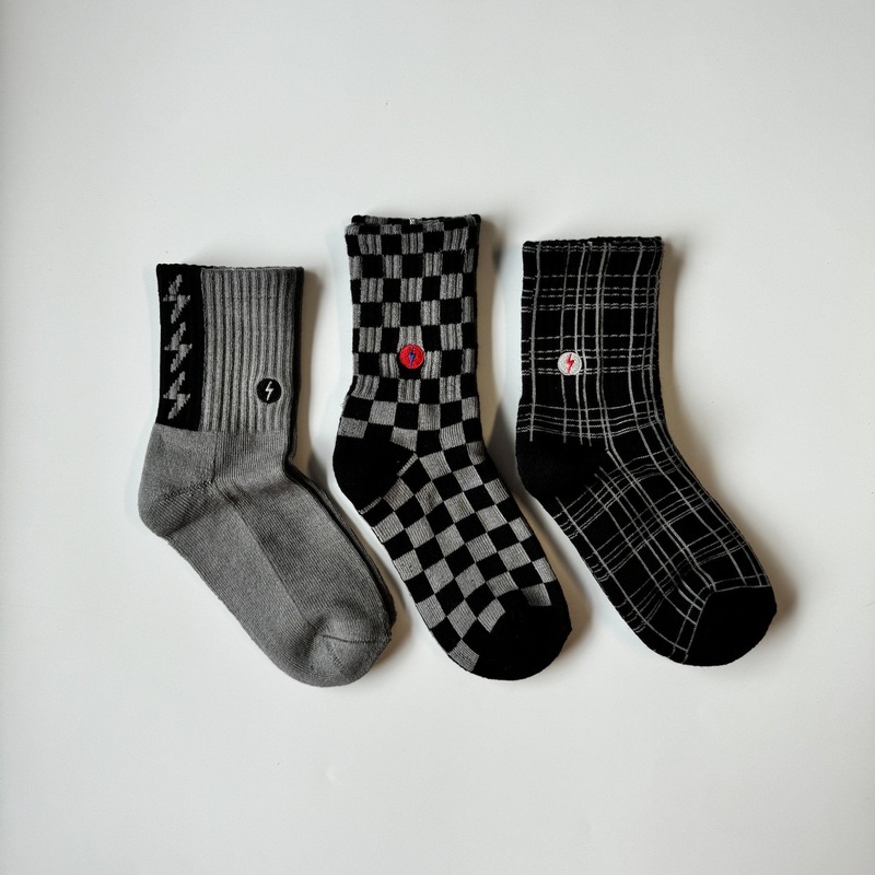 3-PACK CHECK THE VOLTS SOCKS|Small Toddler (1-3T)|Big Toddler (3-5T)|Youth (5-8T)