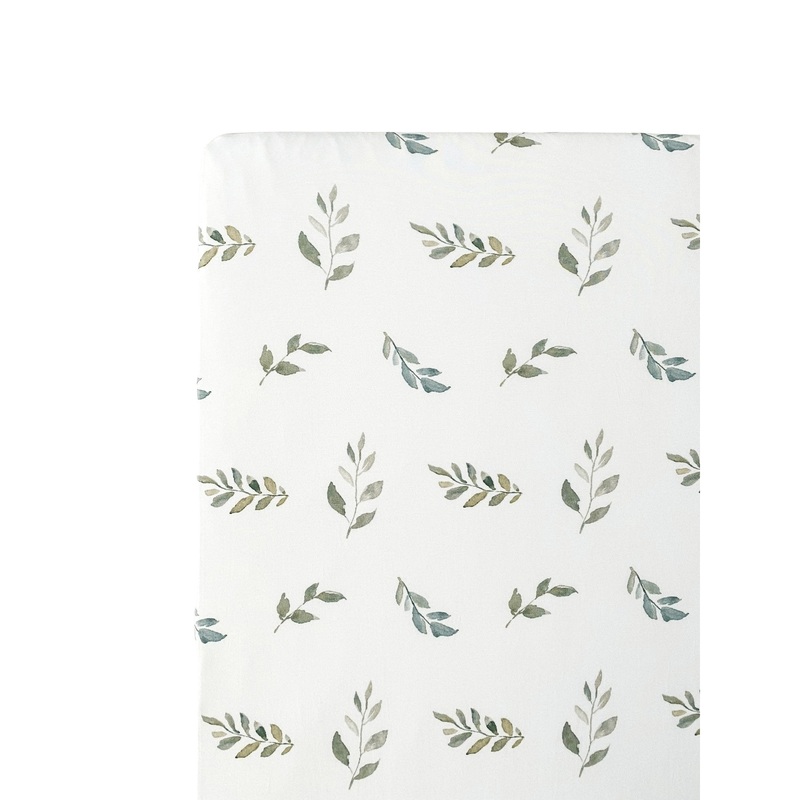Bamboo Fitted Crib Sheet – Green Leaves