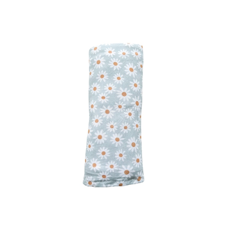 Bamboo Stretch Swaddle – Blue Daisy