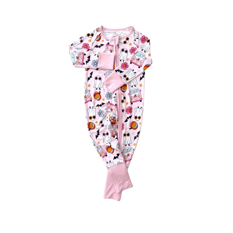 Bamboo Zip Romper | Retro Ghost