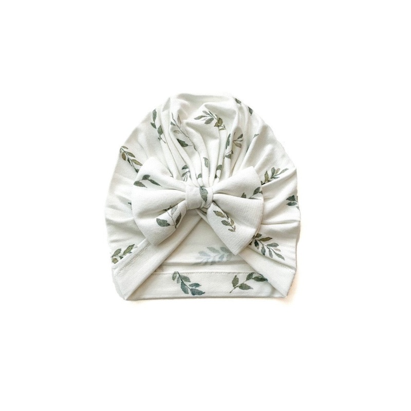 Bow Turban Hat – Green Leaves