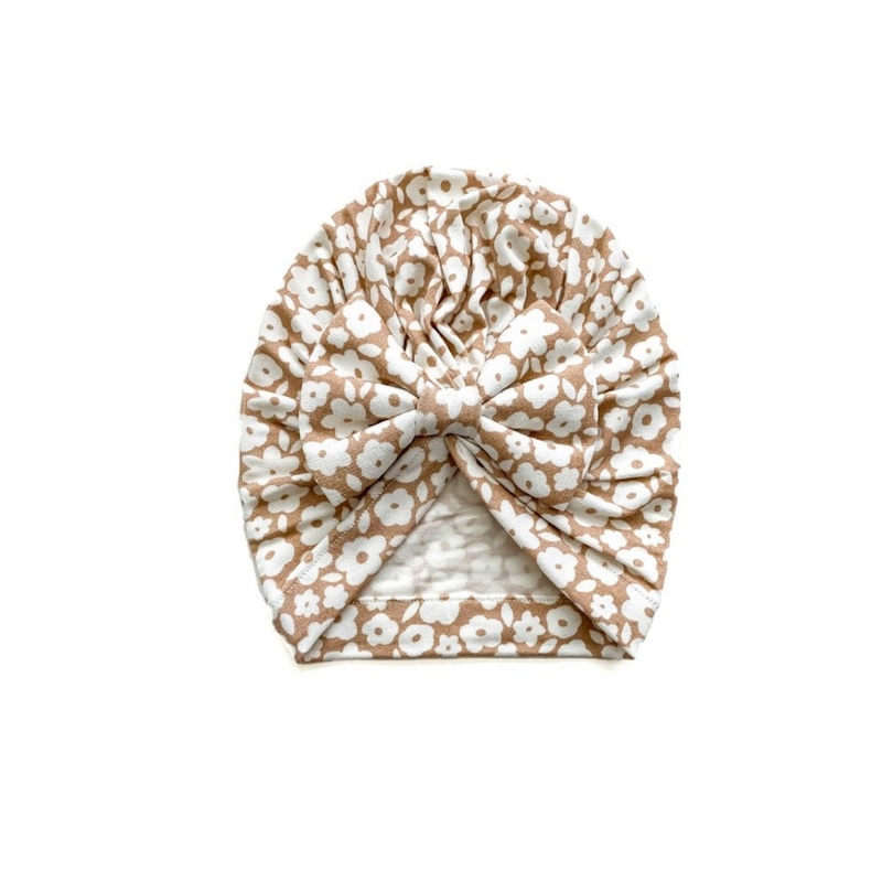 Bow Turban Hat – Mocha Ditsy Floral