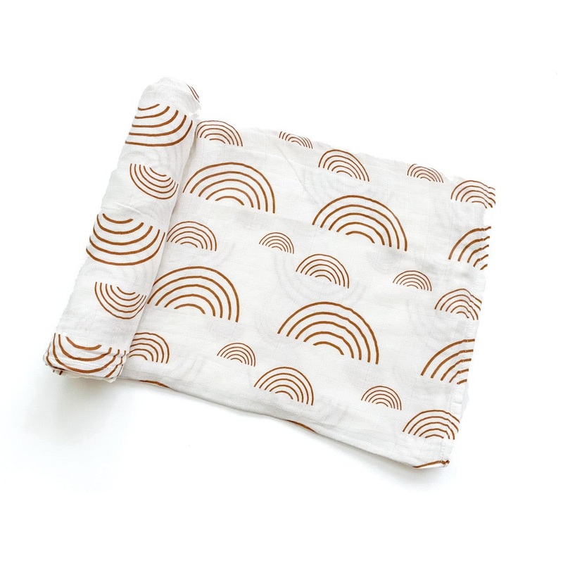 Caramel & White Rainbow Swaddle Blanket
