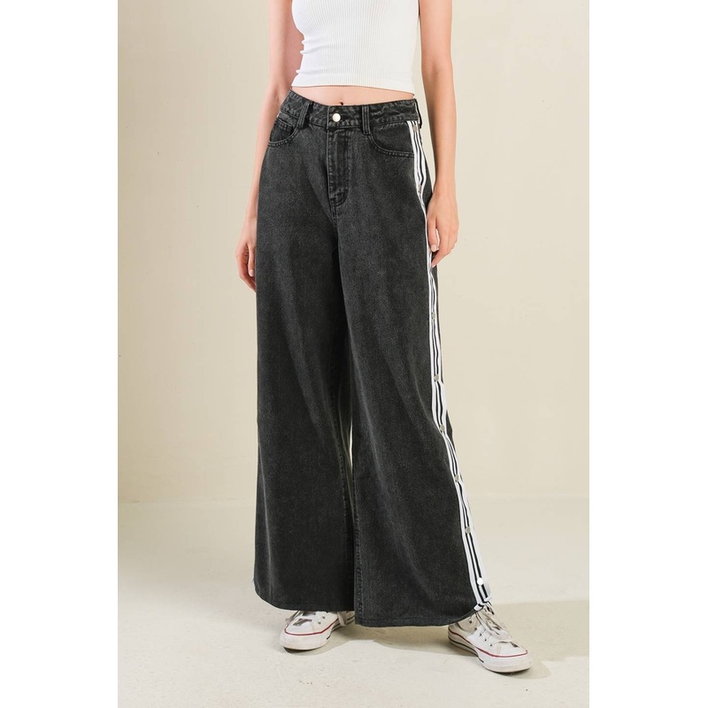 ELEGANT ELEVATION DENIM PANTS|BLACK|S|M|L