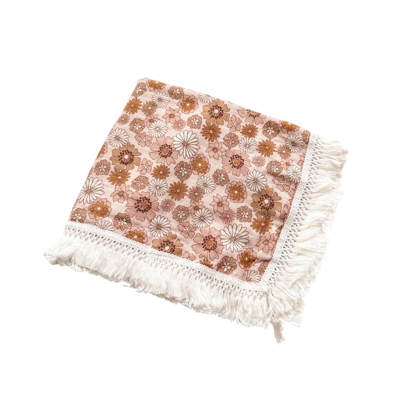 Fringe Swaddle Blanket – Retro Floral