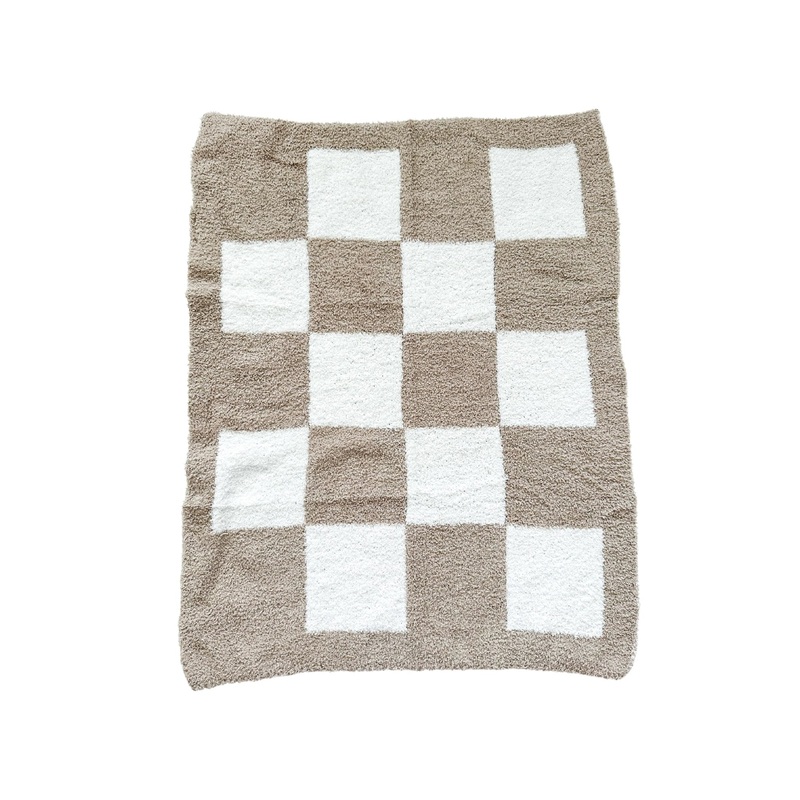 Mini Blanket – Checker Taupe/White