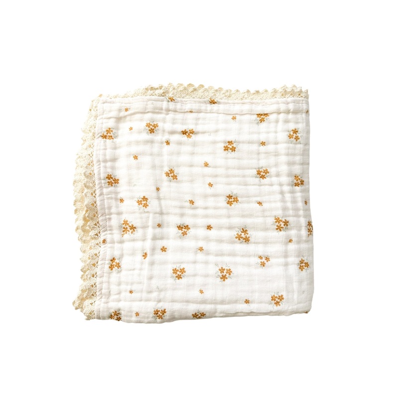 Muslin 6-Layer Blanket – Mustard Bloom Lace