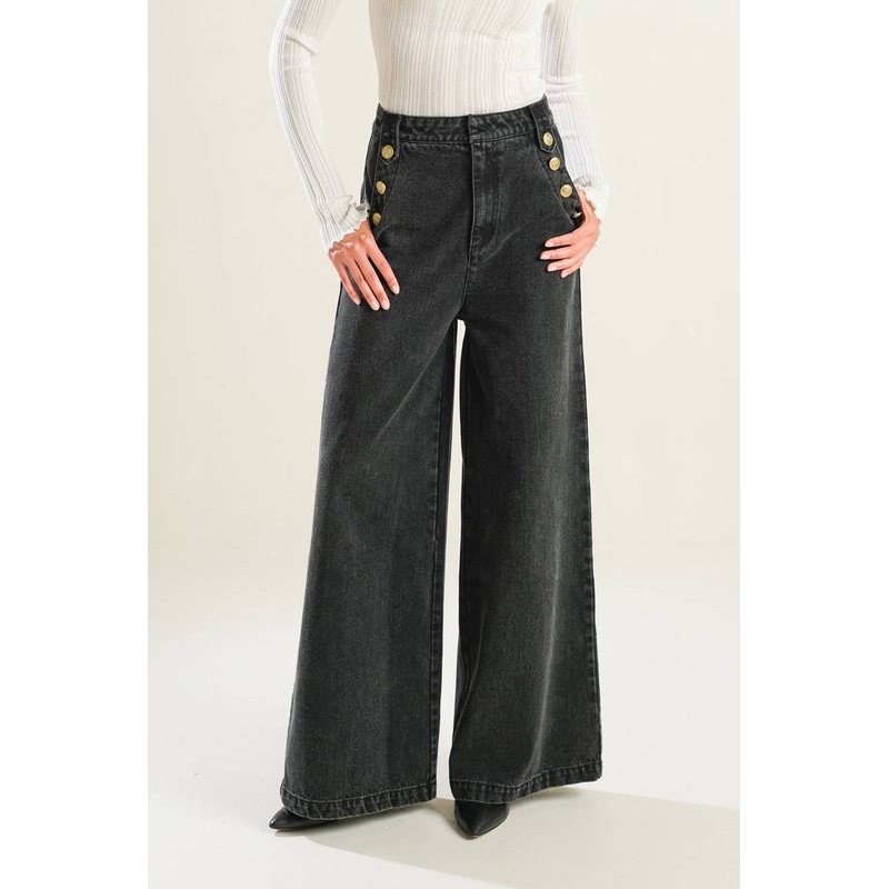 MYSTIC SANDS DENIM PANTS|BLACK DENIM|S|M|L