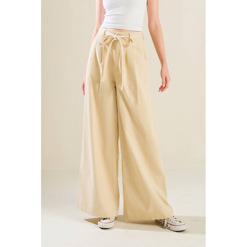 THE FAME WOVEN PANTS|BEIGE|BROWN|S|M|L