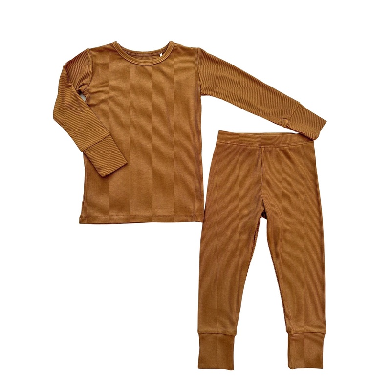 Two-Piece Pajama Set –  Caramel Ribbed
