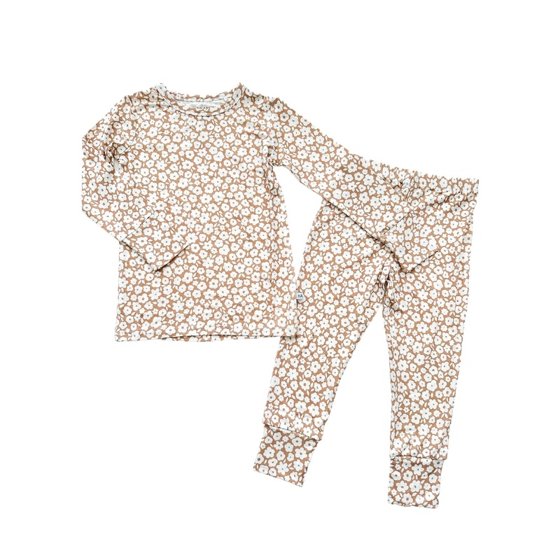 Two-Piece Pajama Set – Mocha Ditsy