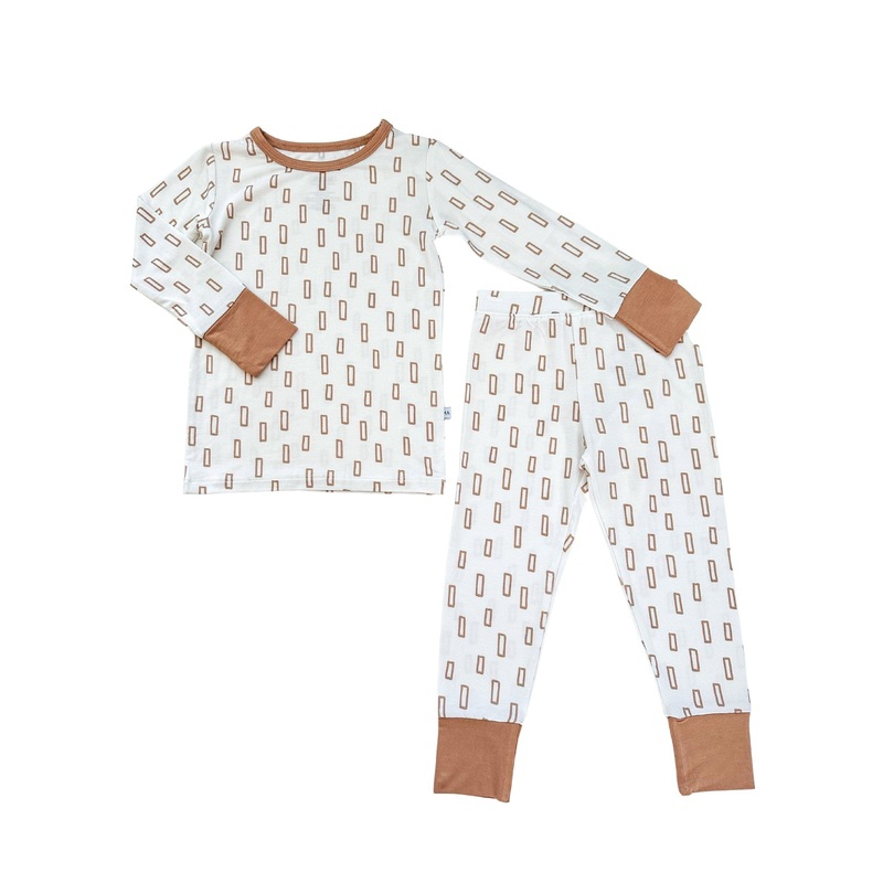 Two-Piece Pajama Set – Neutral Rectangles