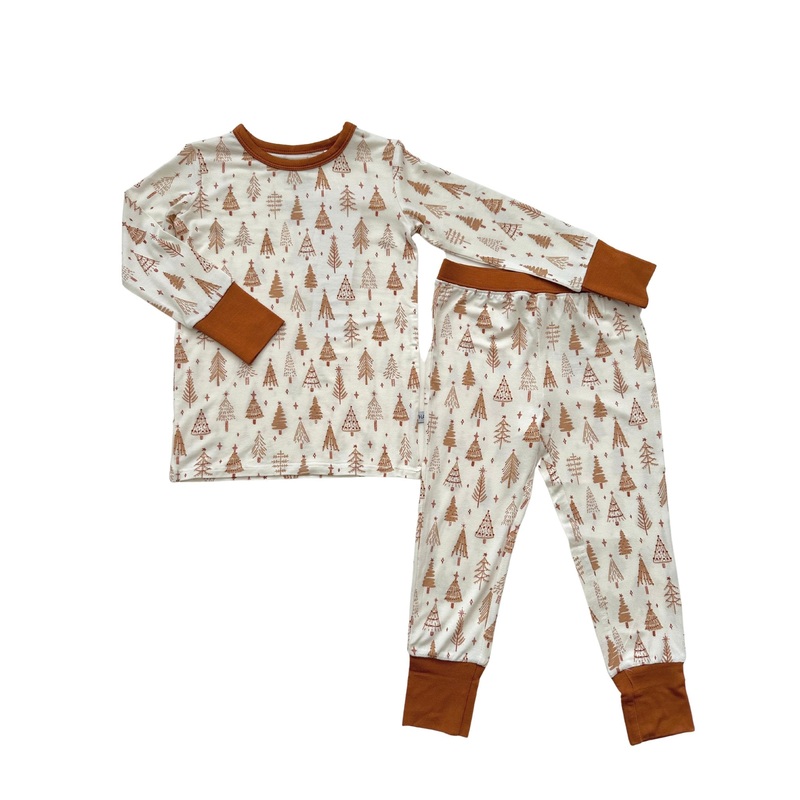 Two-Piece Pajama Set – Pine Christmas Trees