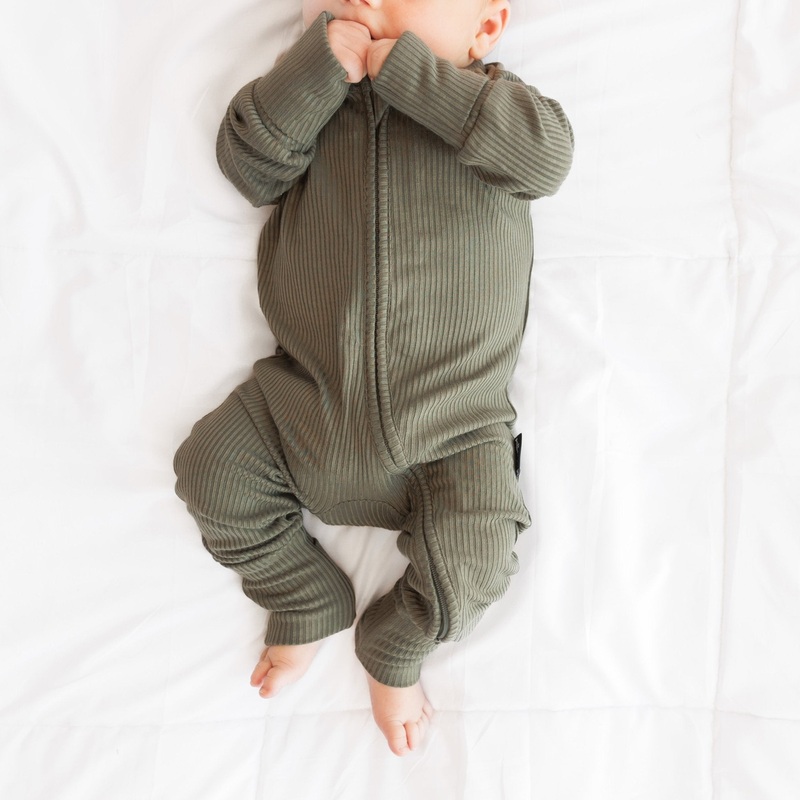 ZIP ROMPER – Moss Ribbed|0/3m|3/6m|6/12m|12/18m|18/24m|2/3T