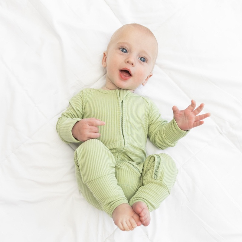 ZIP ROMPER – Pistachio Ribbed|0/3m|3/6m|6/12m|12/18m|18/24m|2/3T