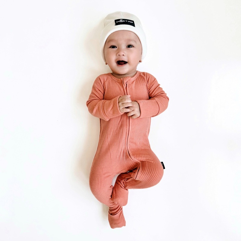 ZIP ROMPER – Red Rock Ribbed|0/3m|3/6m|6/12m|12/18m|18/24m|2/3T