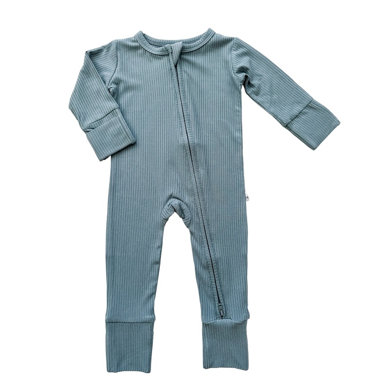 Zipper Romper – Arona Blue Ribbed