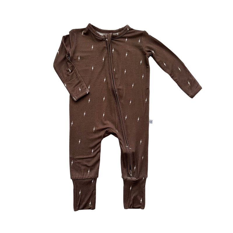 Zipper Romper – Brown Lightning