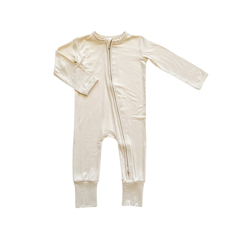 Zipper Romper – Cream|Newborn|0-3 Months|3-6 Months|6-9 Months|9-12 Months|12-18 Months|18-24 Months