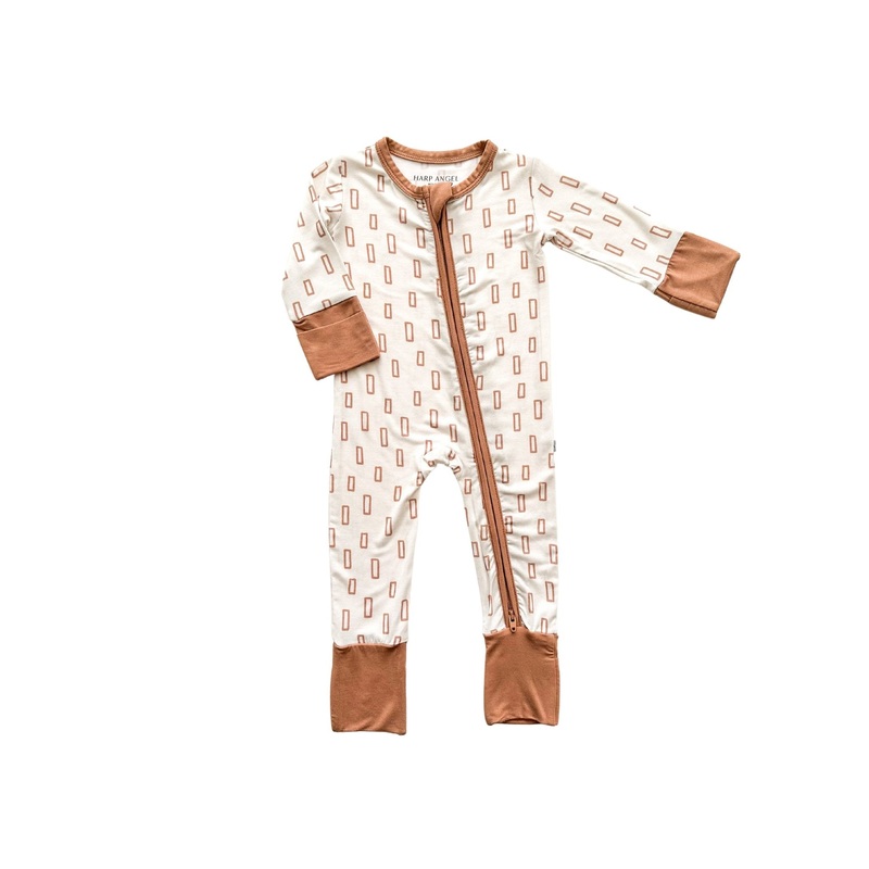 Zipper Romper – Neutral Rectangles