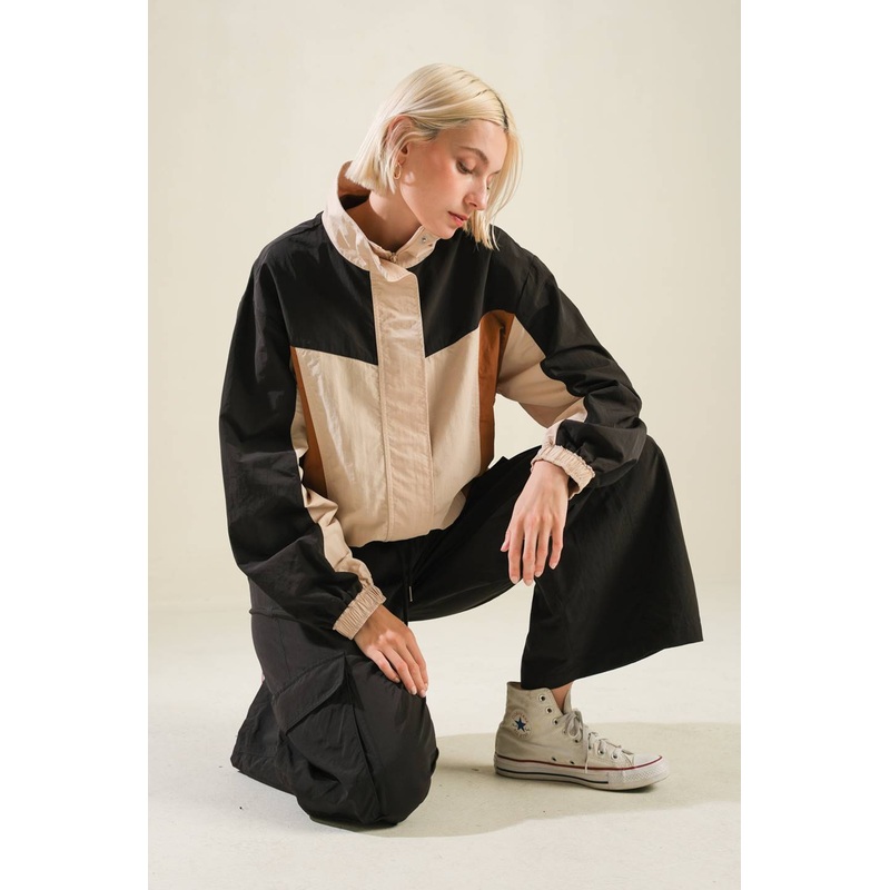 LOVIN ON ME WOVEN JACKET|BLACK/CAMEL|S|M|L