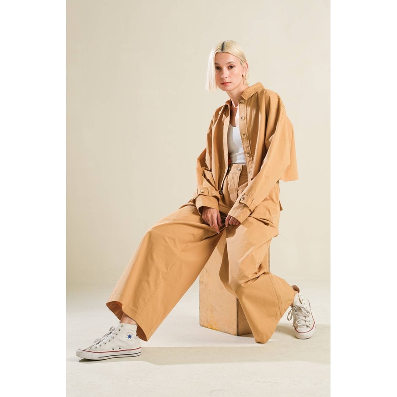 MUCH TO DO WOVEN TOP|CAMEL|S|M|L