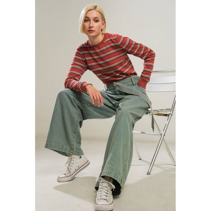 WELL PLAYED SWEATER TOP|BRICK MULTI|BROWN MULTI|S|M|L