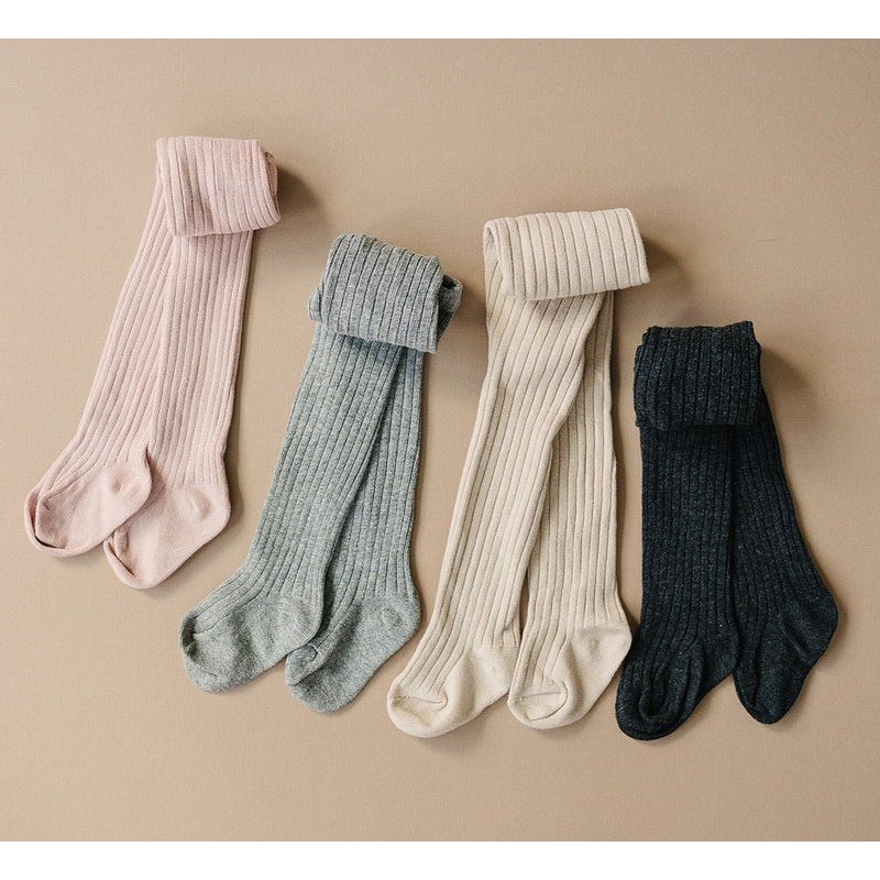 Mebie Baby Ribbed Tights|Light Pink|Charcoal|Gray|Oatmeal|Dark Pink|Tan|Small|Medium|Large|Extra large