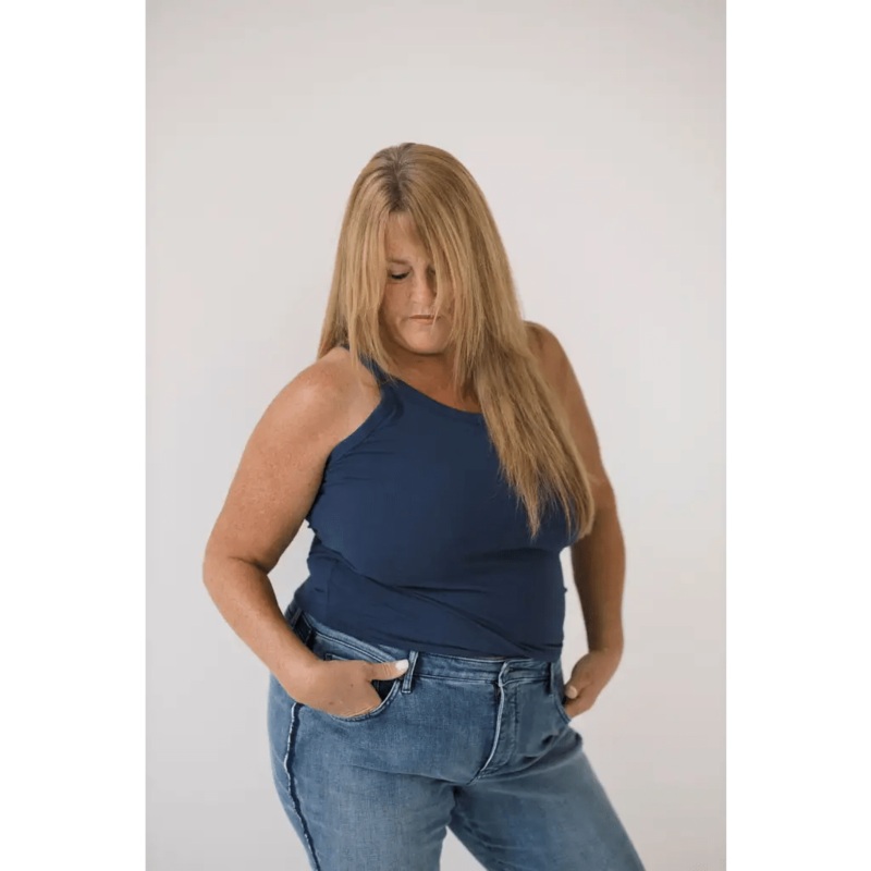 The Mom Tank in Navy|XS|Small|Medium|Large|XL|1X|2X|3X
