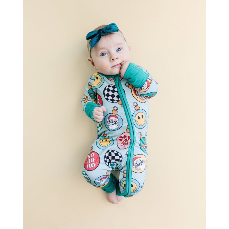 Bamboo Zip Romper | Christmas Ornaments