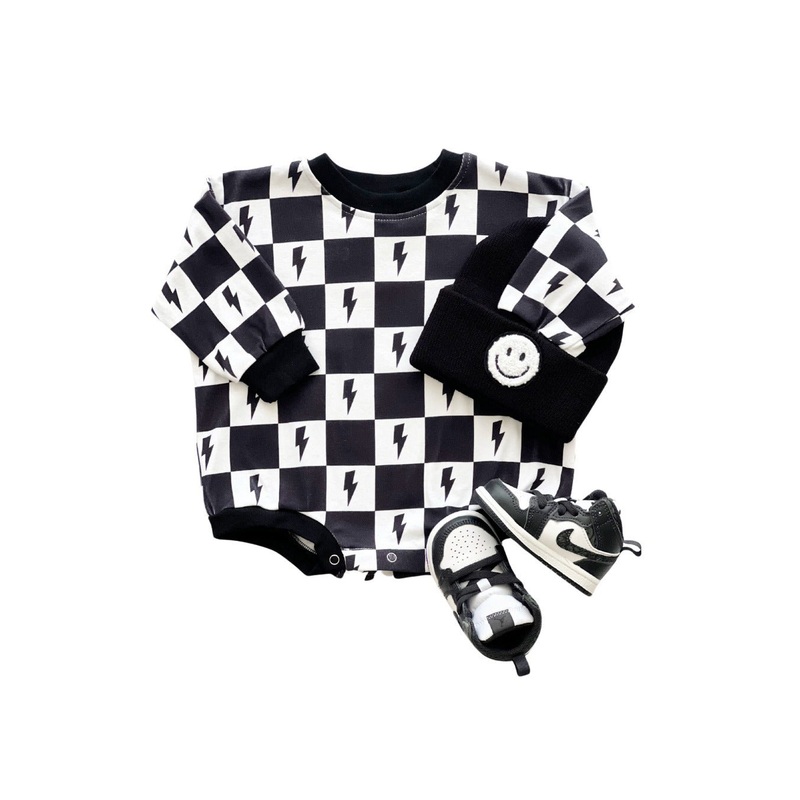 Bubble Romper | Charcoal Bolts