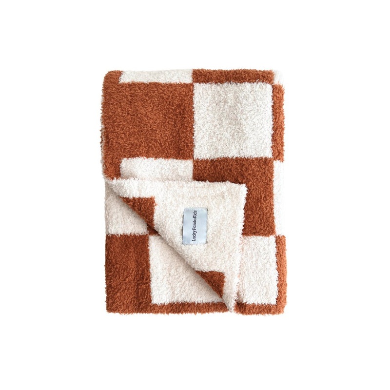 Checkered Plush Blanket | Copper