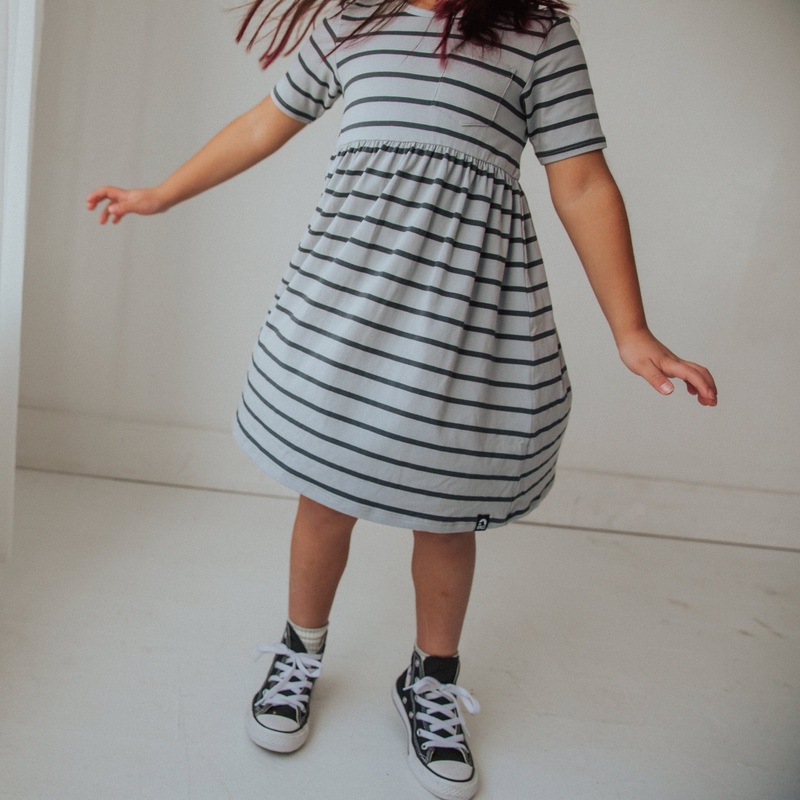 Essentials Short Sleeve Dress – ‘Quarry Stripe’