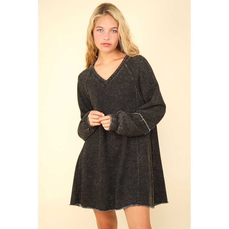 Mineral Washed Oversized A-Line Mini Dress