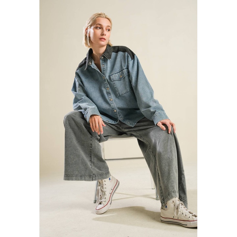 MY LOVE FOR YOU DENIM SHIRT|INDIGO|S|M|L