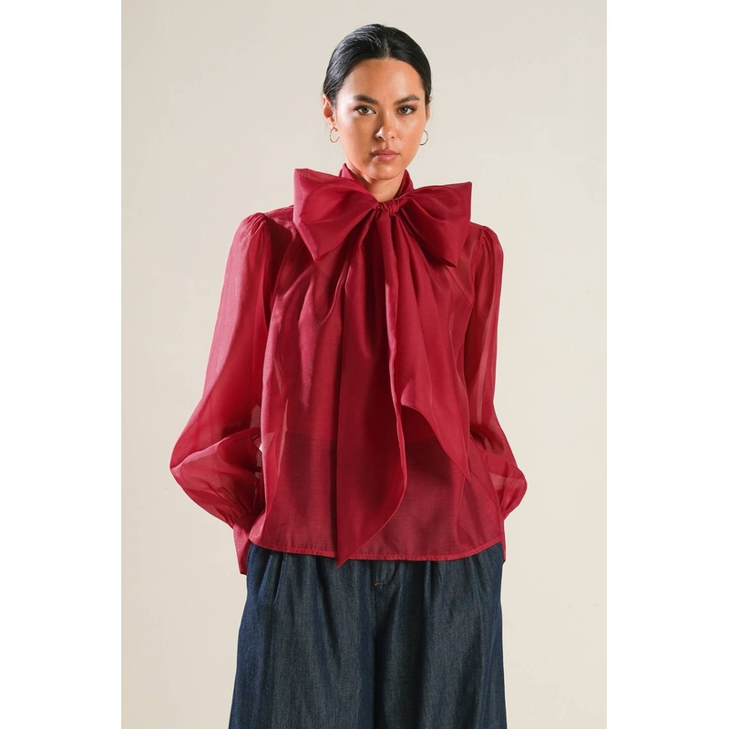ON THIS DAY ORGANZA TOP|CAMEL|BURGUNDY|S|M|L|1X|2X|3X