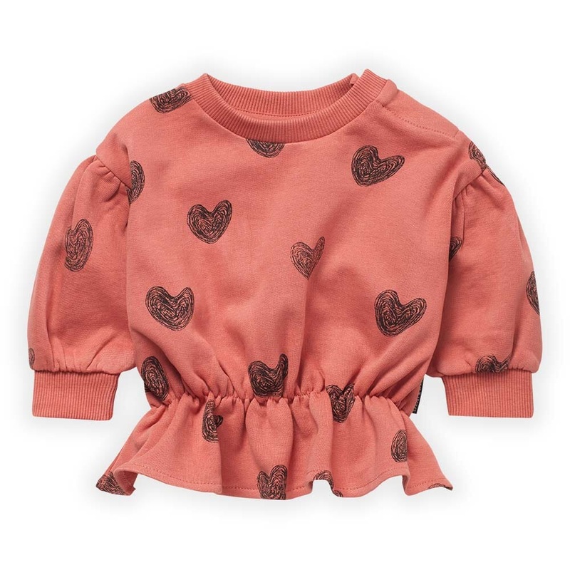 Peplum Heart Print Sweatshirt – Faded Rose