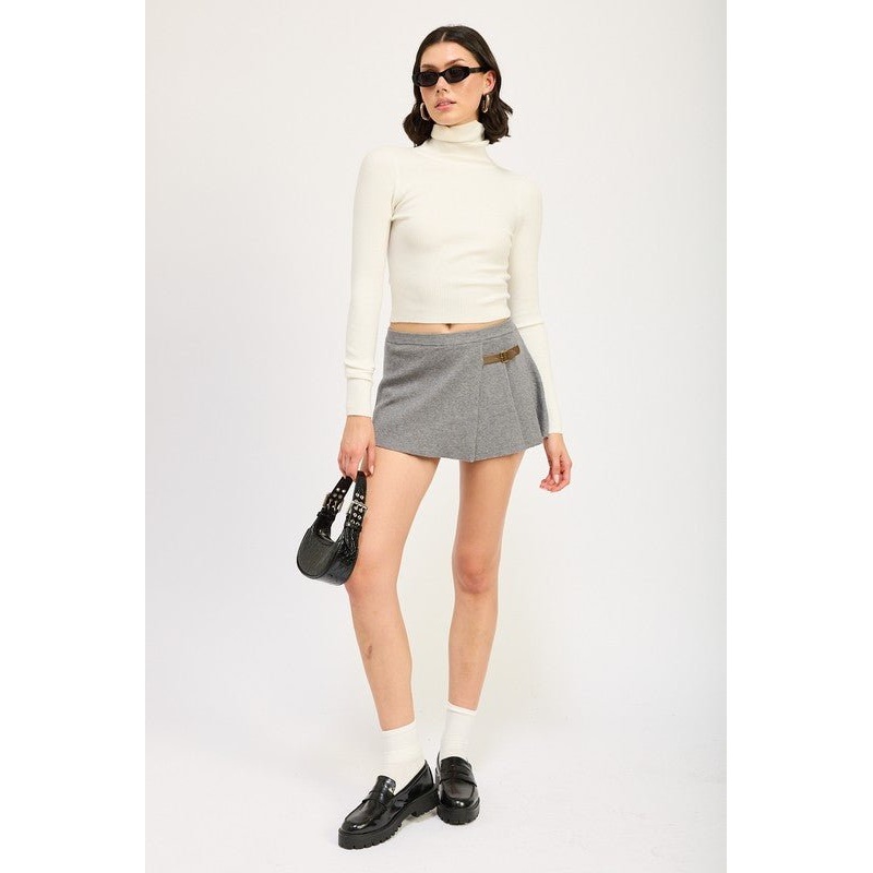 PLEATED MINI SKORT|CHARCOAL|CHOCOLATE|S|M|L