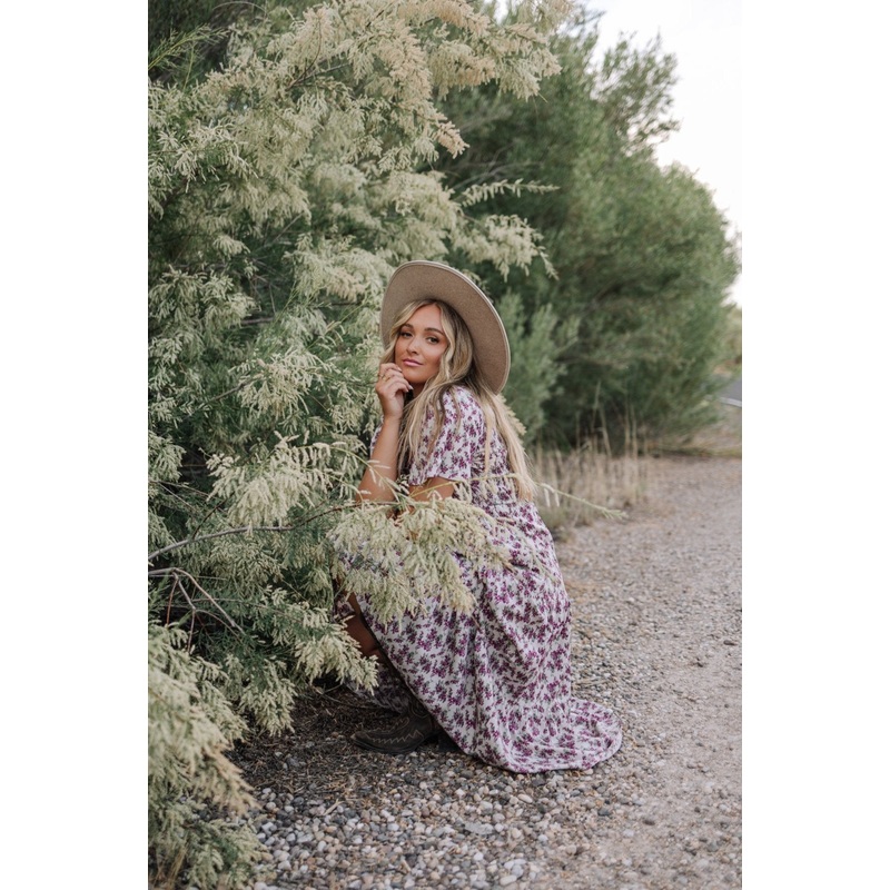 Tayla Dress in Taupe Purple|S|M|L